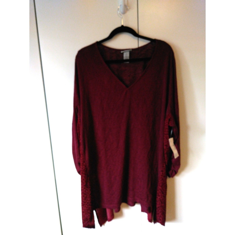 Catherine's Womens Lightweight Tunic Top Plus Size 2X Velvet Details Elegant